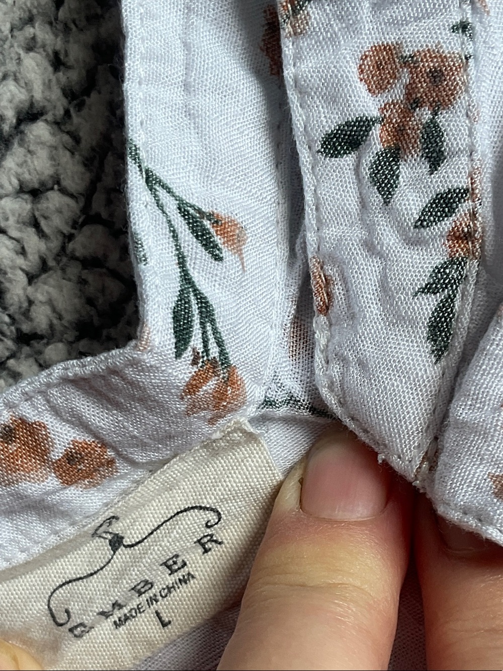 Women's White Button-Down Blouse with Brown Floral Print - Picture 6 of 7